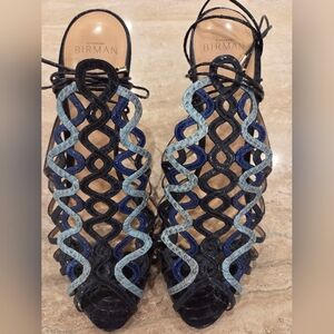 Alexandre Birman Women's Black and Blue Lace-Up Heels
